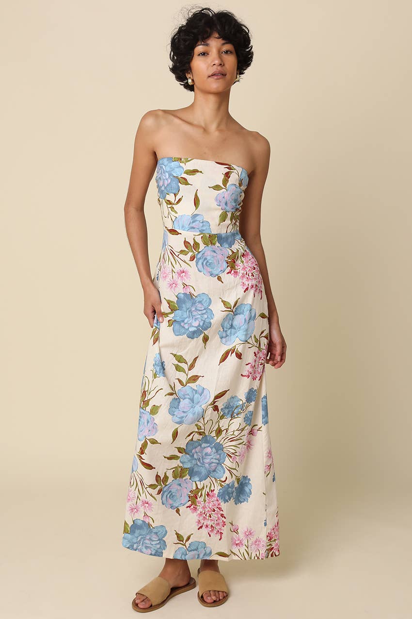 olivaceous green dress Olivaceous Sondra Floral Maxi Dress In Navy Green