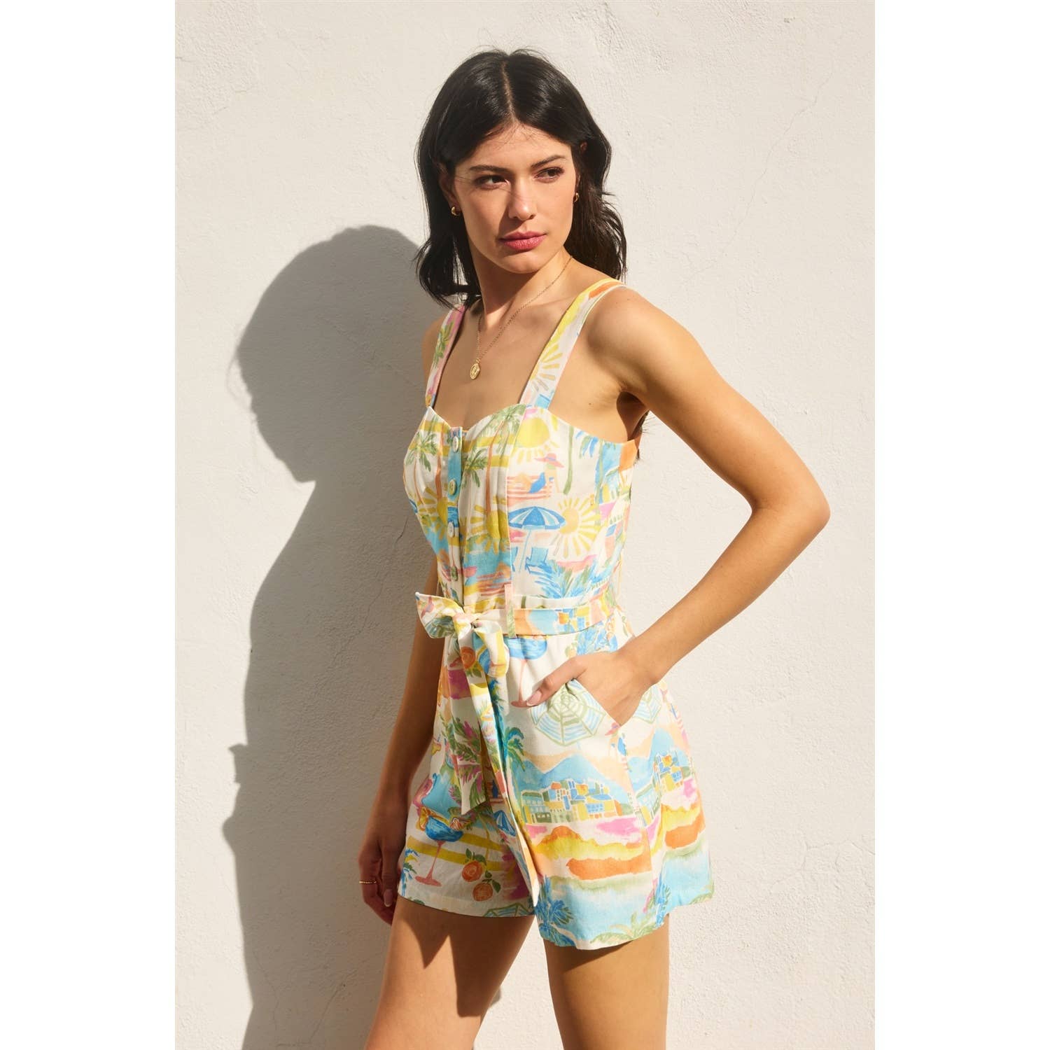 summer romper dresses Avec Les Filles Women's Printed Drop-Waist Flounce Dress - Cream Botanical and tiered ruffle skirt Dress Forum - Summer Somewhere