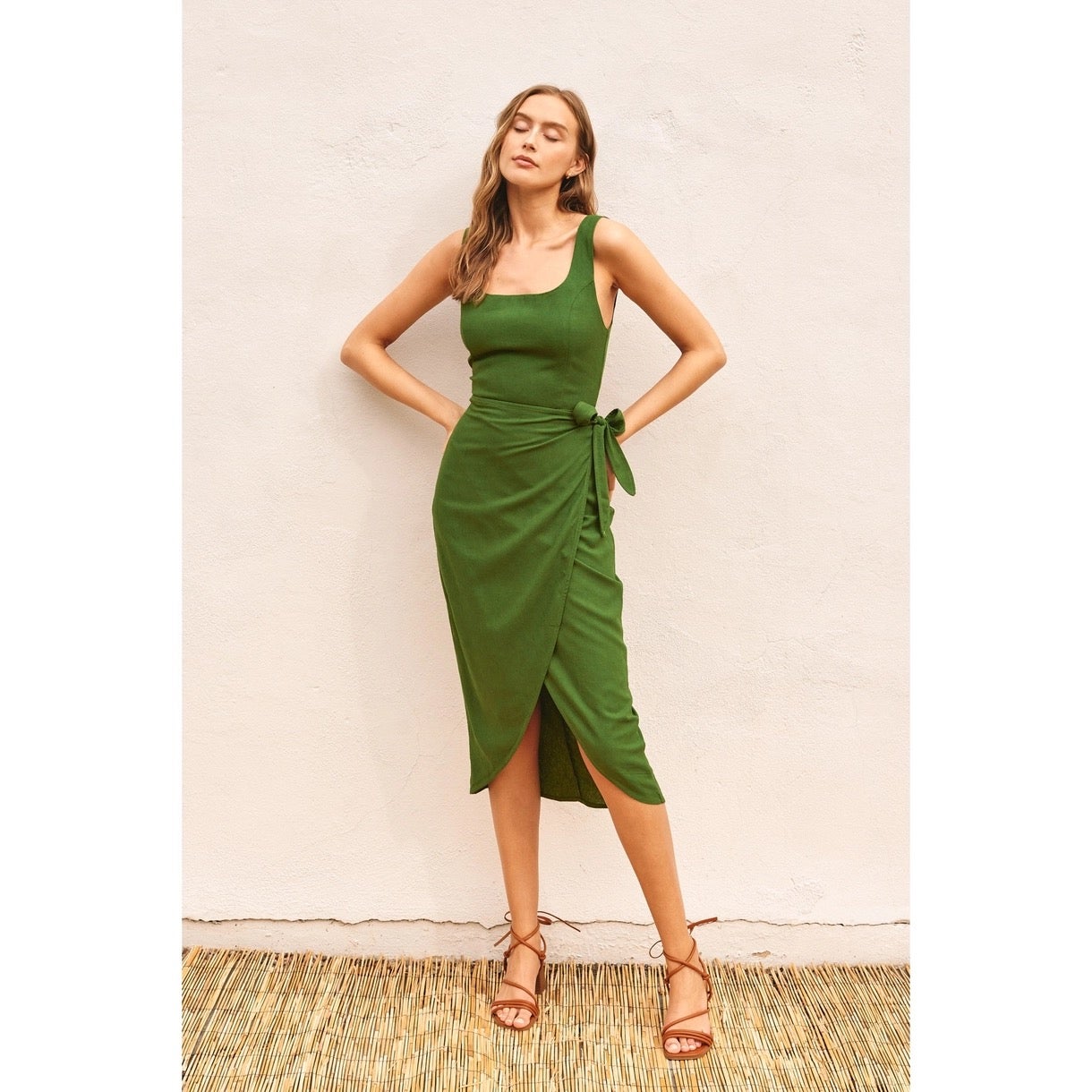 tulip hem bridesmaid dress Tulip Hem Mint Green Satin Bridesmaid Dress – FancyVestido main image 0