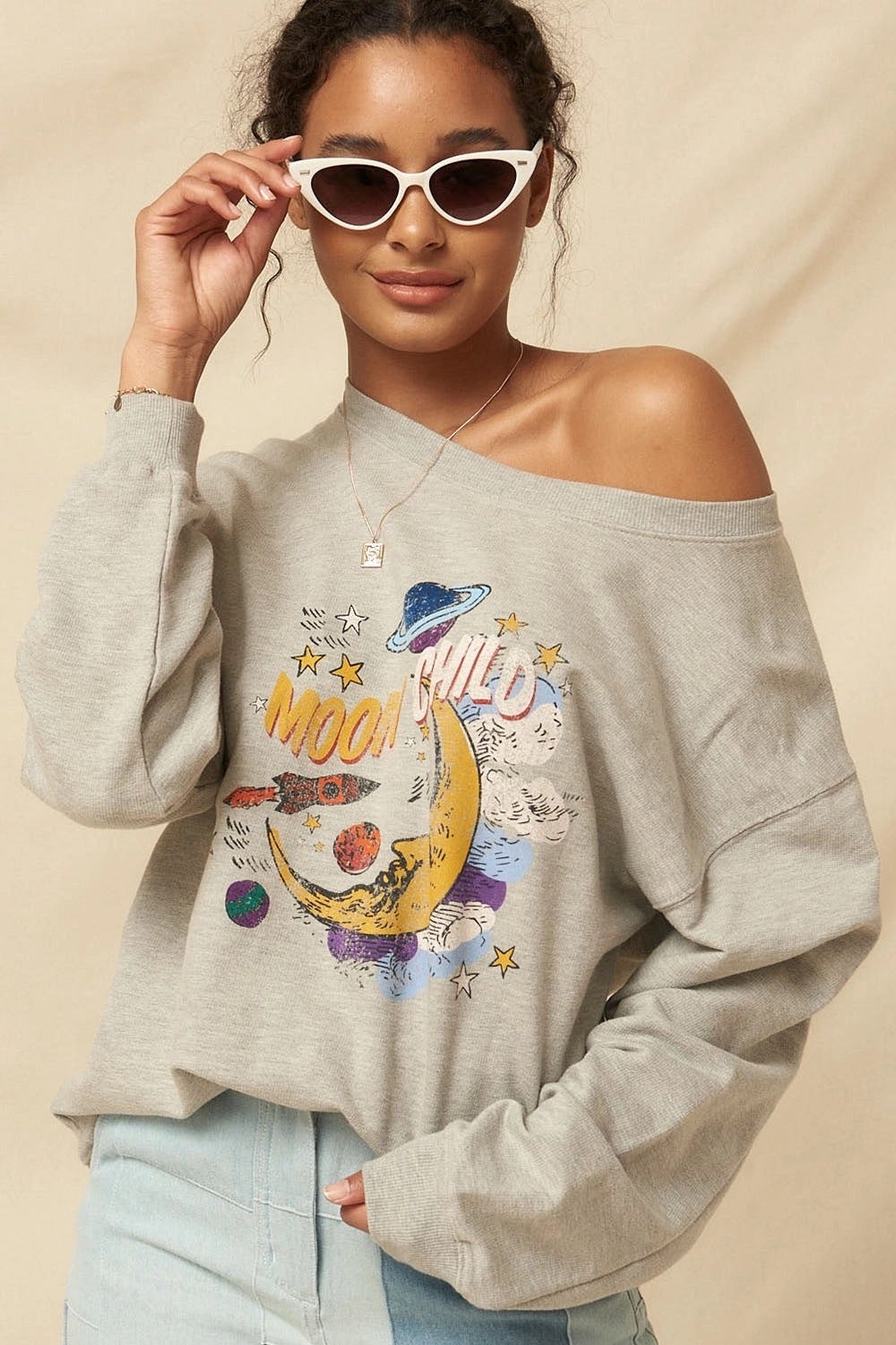 Moon Child Vintage Graphic Sweatshirt ET0207 Promesa (L)